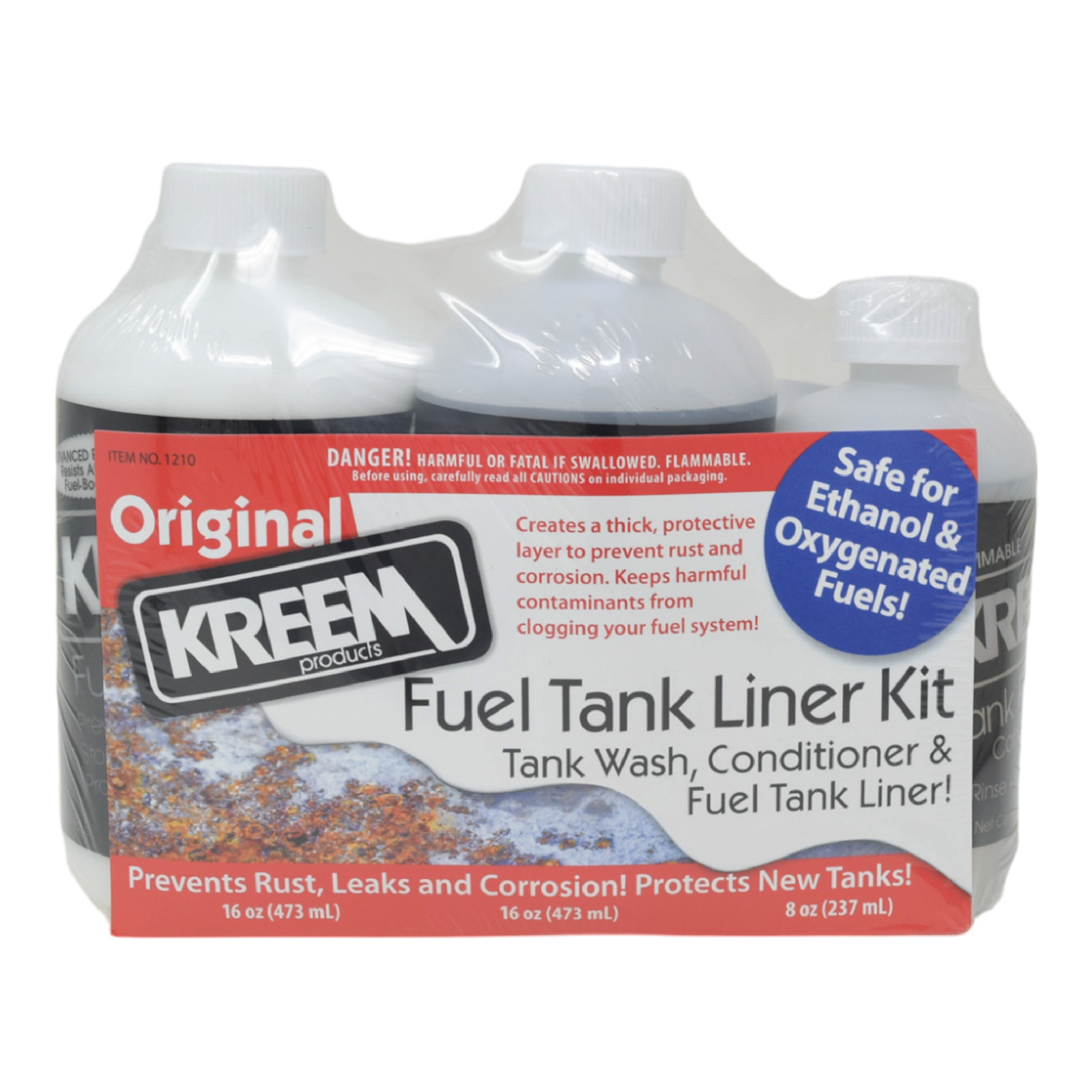 New KREEM Combo Kit Gas Tank Fuel Liner Sealer Motorcycle ATV Rust Coating Seal