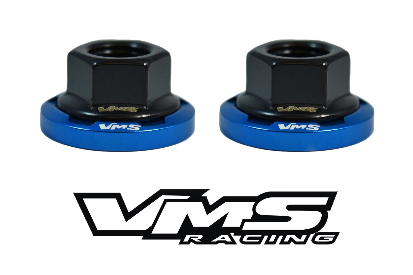 2 VMS RACING STRUT TOWER DRESS UP BLUE WASHERS & BLACK FLANGED NUTS FOR ACURA