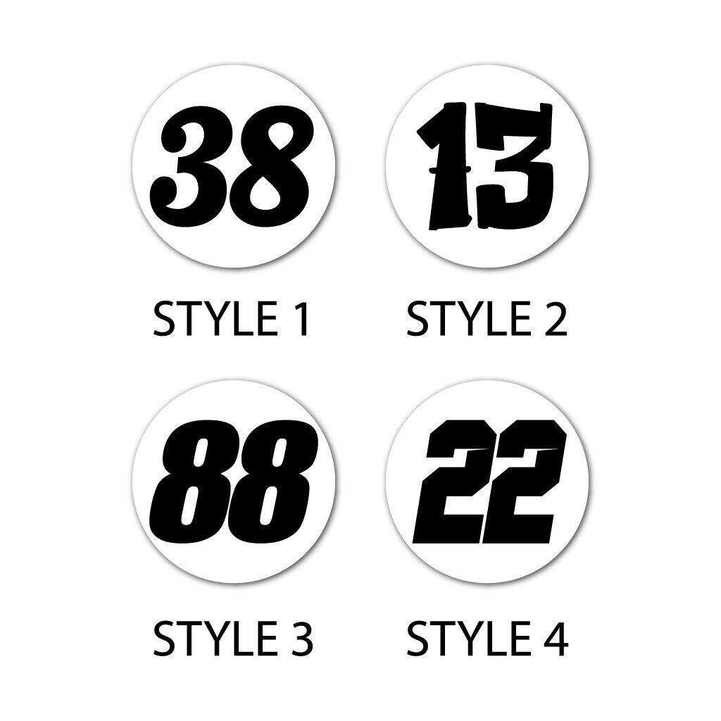 Vintage Look Meatball Race Car Numbers Vinyl Decals (2x) Laminated Weather Proof