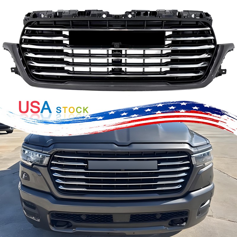 Granite Crystal+Chrome Front Bumper Grille Replace Fit RAM 1500 Laramie 2025-26