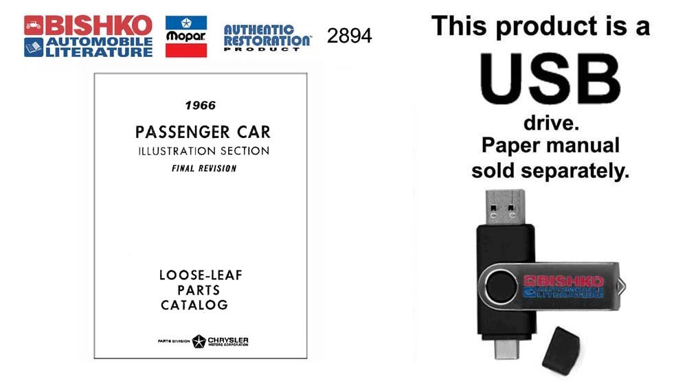 1966 Mopar CHRYSLER, DODGE, PLYMOUTH Parts Book USB Drive 1966 Mopar CHRYSLER, DODGE, PLYMOUTH Parts Book USB Drive