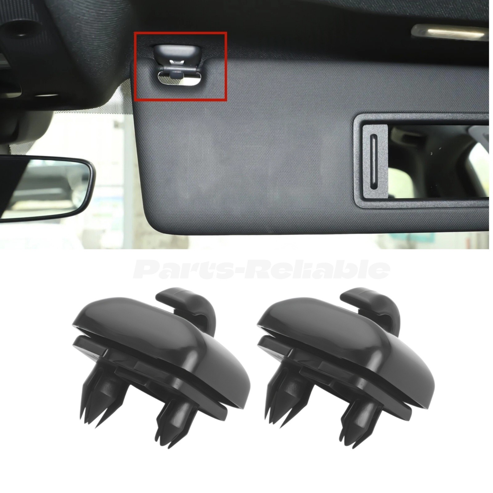 2x Sun Visor Black Clip Holder Hooks For Audi A3 S3 A4 S4 A5 S5 Q3 Q5 8U0857562A