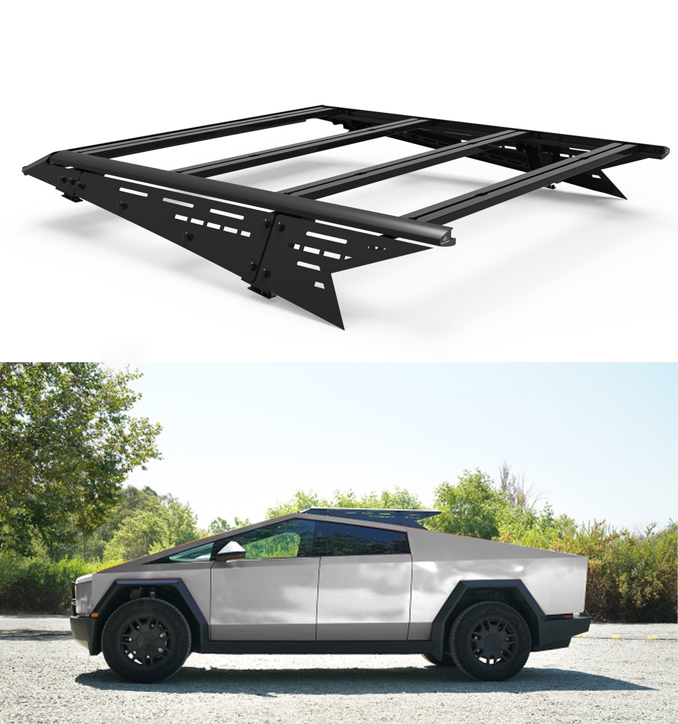 For Tesla Cybertruck 24-26 Aluminum Half-Frame Roof Rack Crossbars & Side Panels