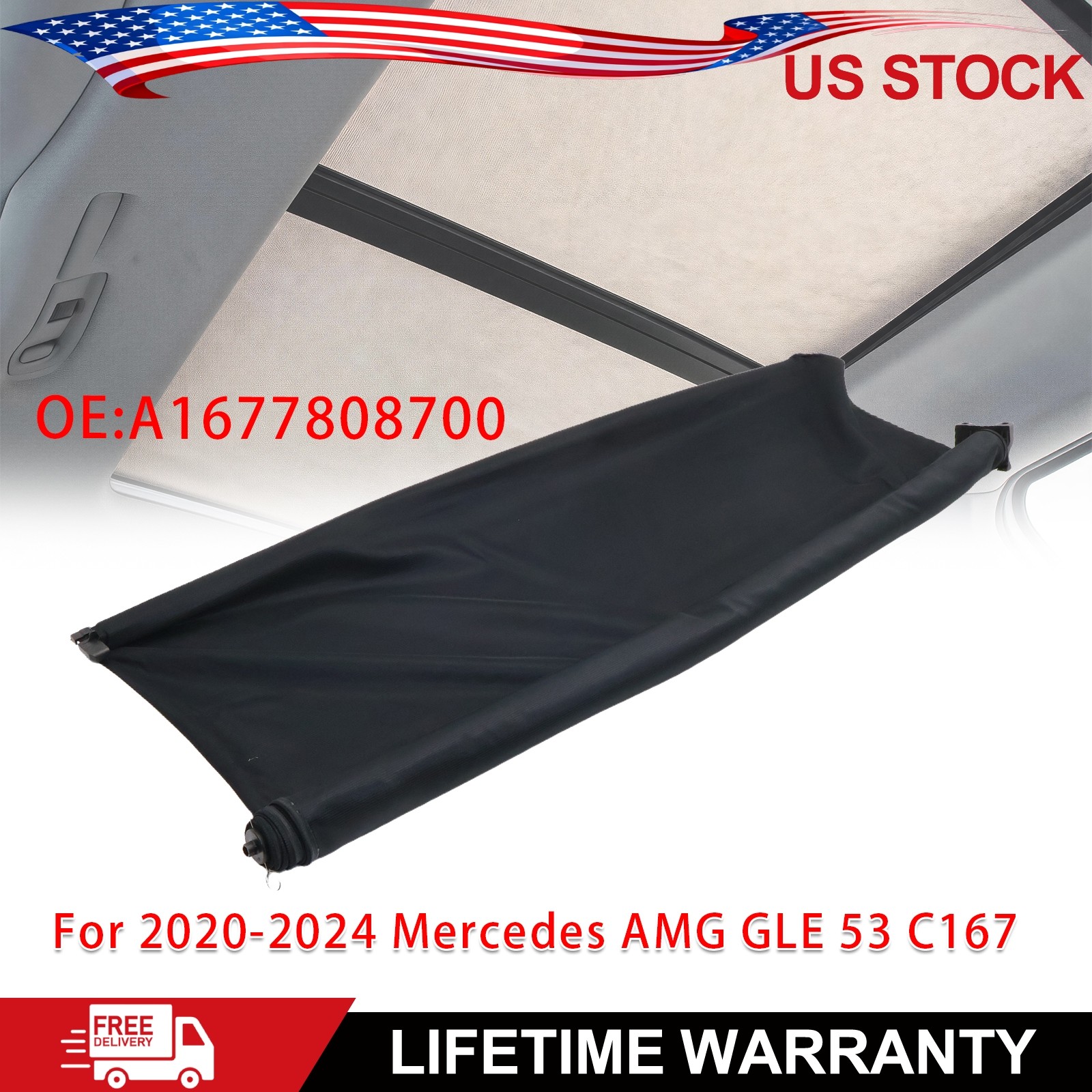 Interior Sunroof Shade for Mercedes Benz GLE 2020 2021 2022 2023 2024 Black