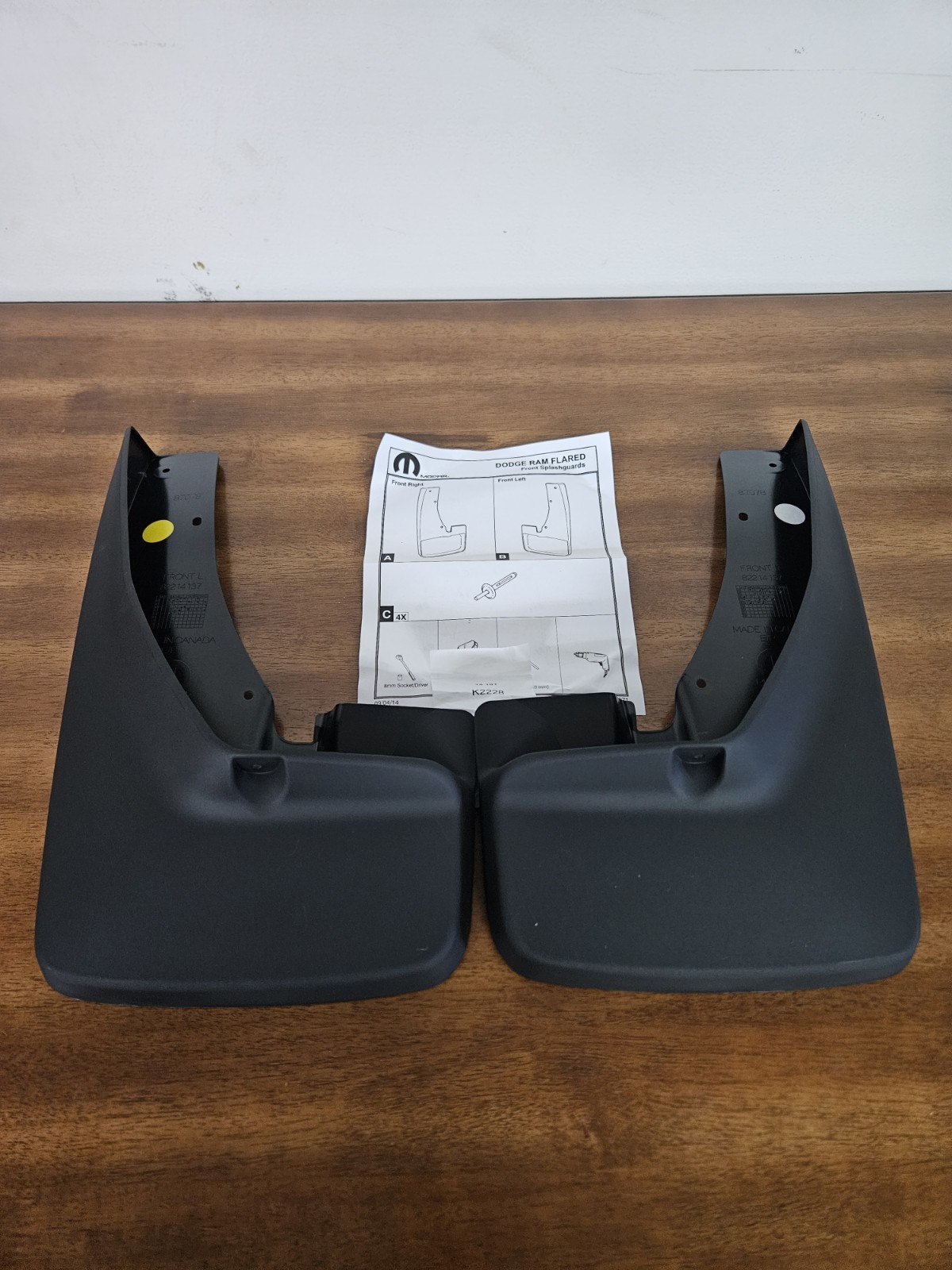 Genuine Mopar #82214137 Molded Front Mud Guards Ram 1500 & 1500 Classic \'09-\'23 Genuine Mopar #82214137 Molded Front Mud Guards Ram 1500 & 1500 Classic \'09-\'23