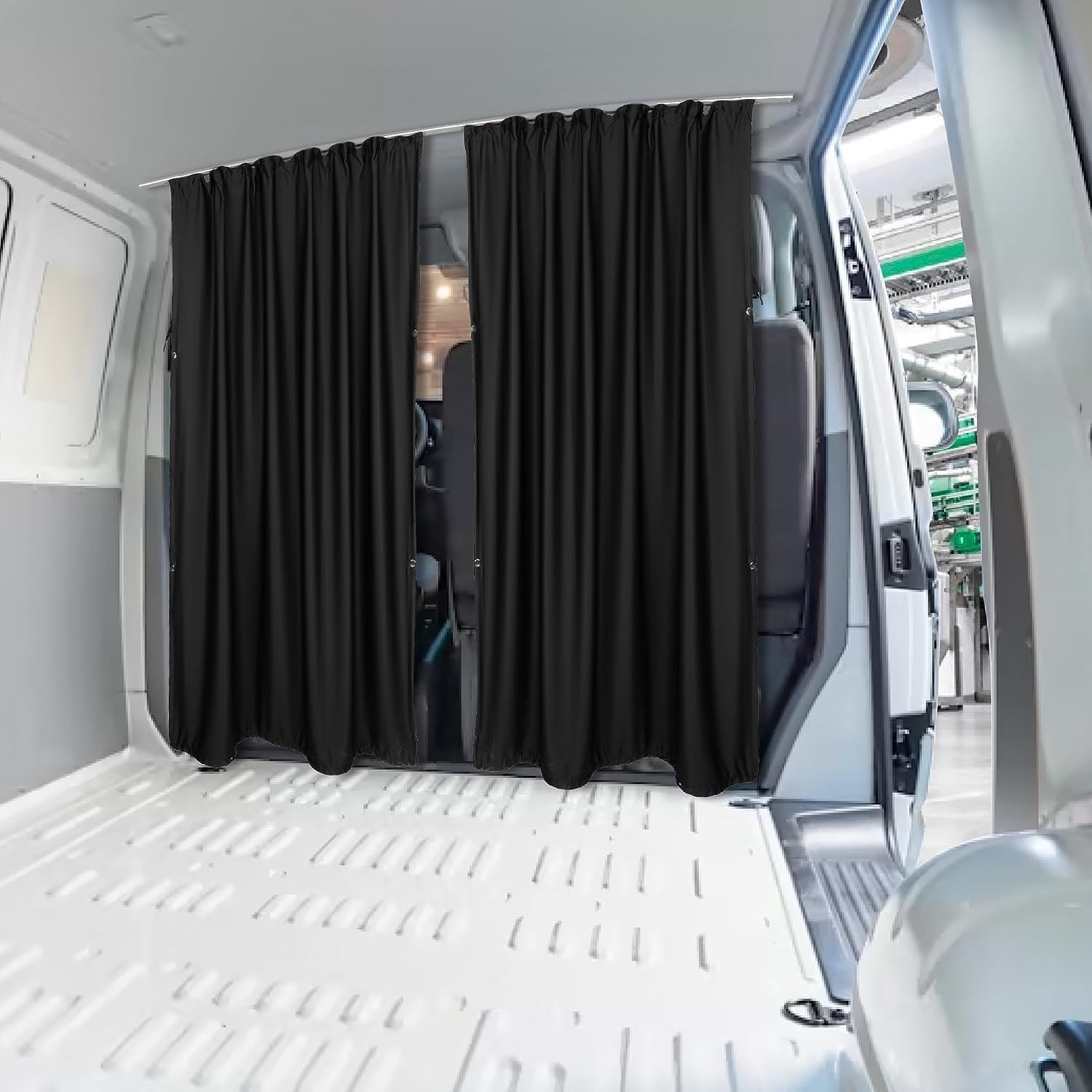 CAB DIVIDER SEPERATOR KIT BLACKOUT CURTAIN BLACK for NISSAN NV200