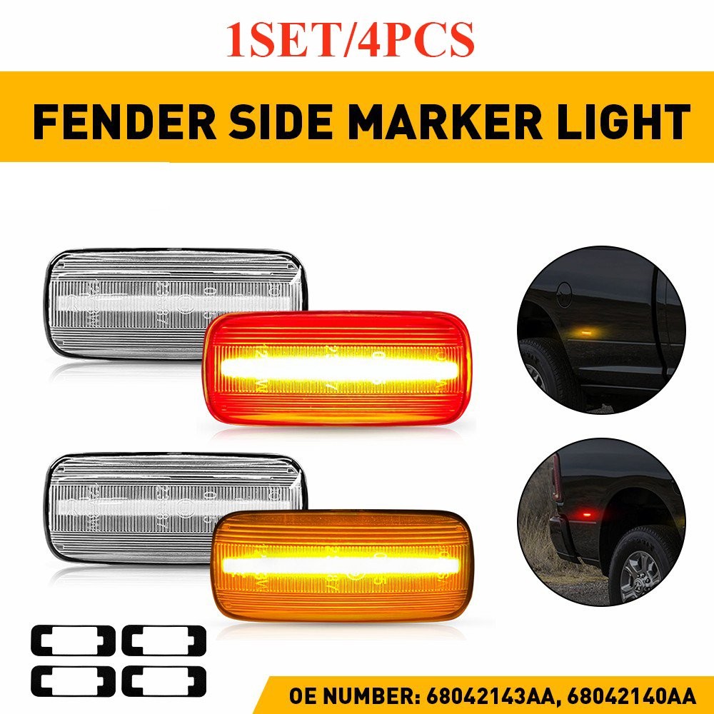 4-40X Fit 10-2018 Dodge RAM 2500 3500 HD Amber Red LED Fender Side Marker Lights