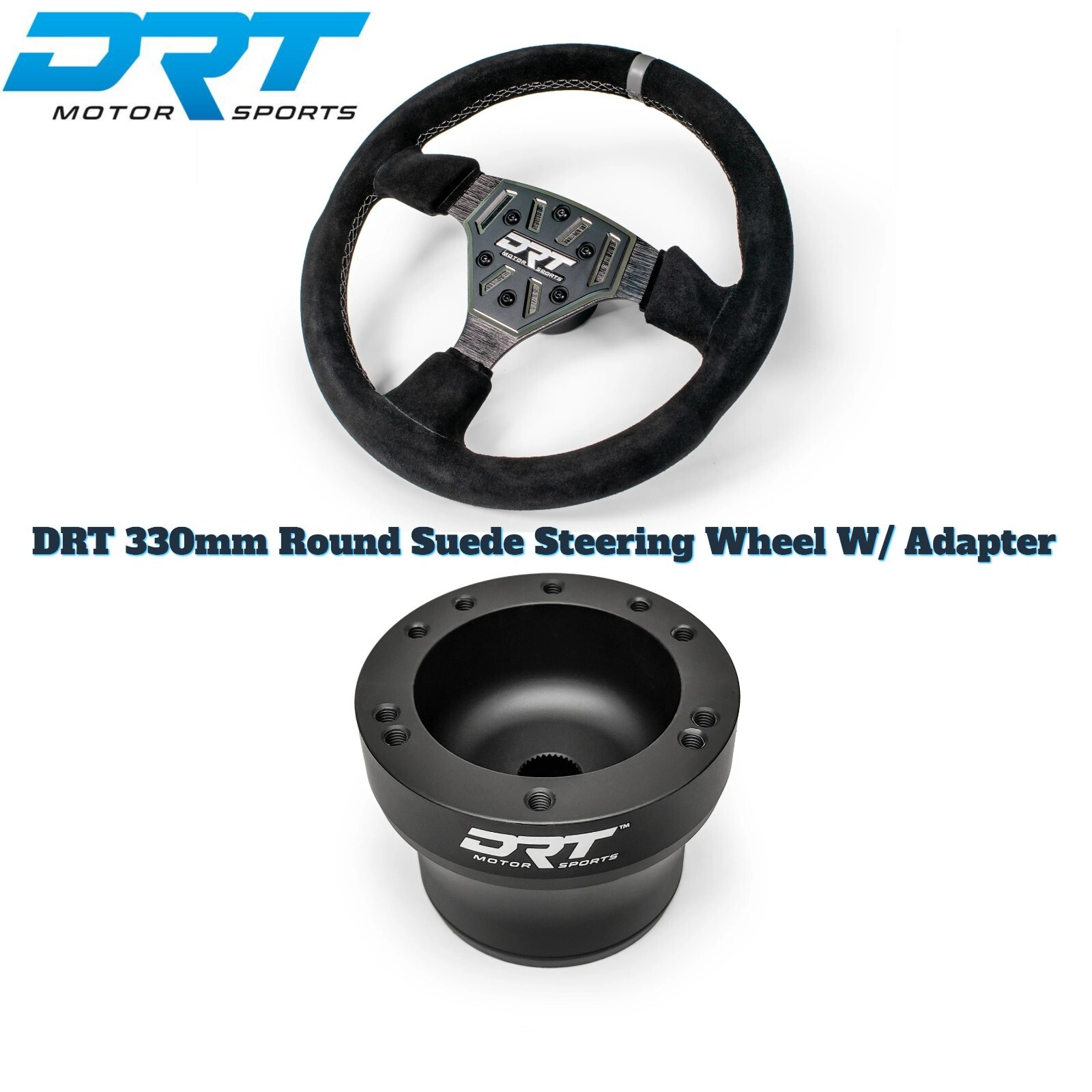DRT Motorsports 330mm Round Steering Wheel Suede W Adaptor KAWASAKI KRX 1000 / 4 DRT Motorsports 330mm Round Steering Wheel Suede W Adaptor KAWASAKI KRX 1000 / 4