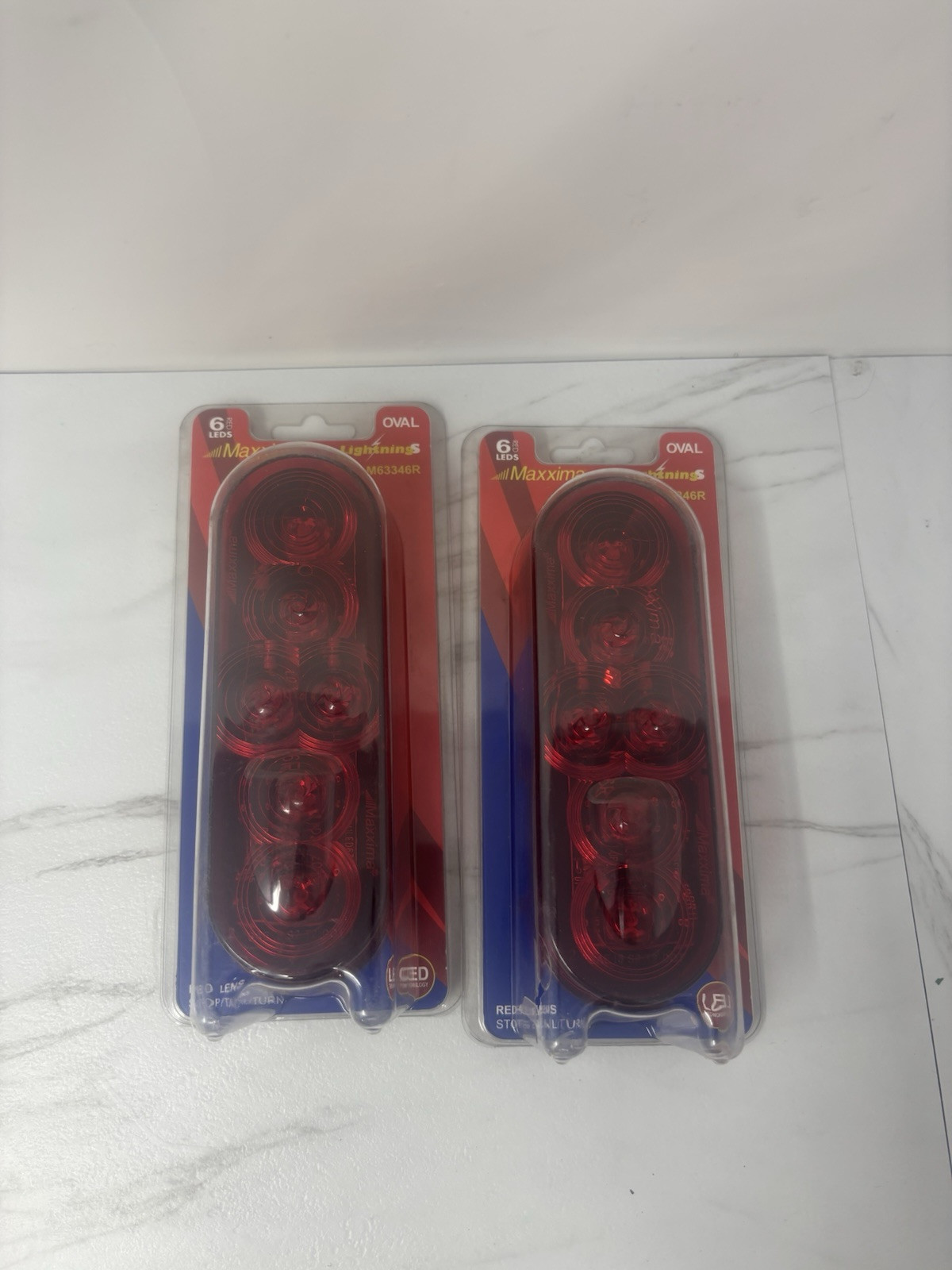 2 Maxxima Lightning Stop/Turn/Tail Light Oval Red 6 LED Replacement 6\