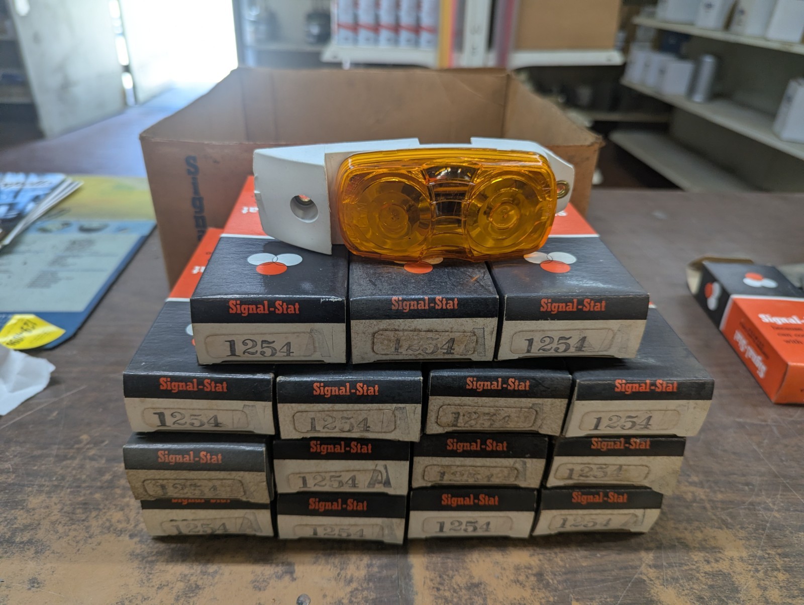 16 PCs. of Signal Stat Works Amber Side Marker W/Base New Old Stock 16 PCs. of Signal Stat Works Amber Side Marker W/Base New Old Stock