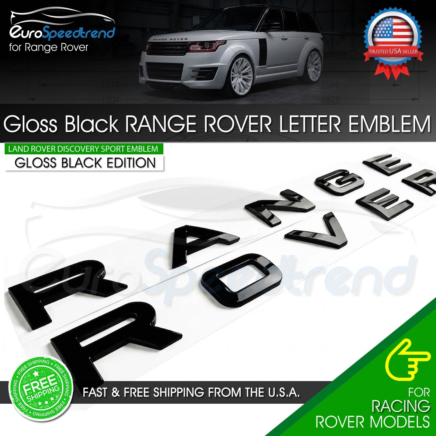 Range Rover Letters Emblem Fit Rover Gloss Black Hood Sport Rear Badge Tailgate Range Rover Letters Emblem Fit Rover Gloss Black Hood Sport Rear Badge Tailgate
