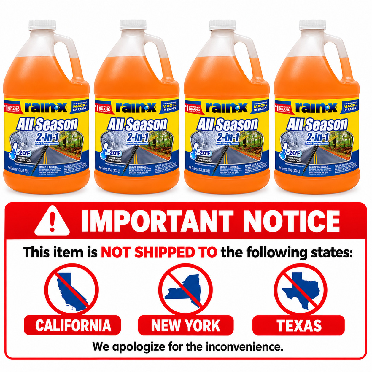 Rain-X 2-in-1 All-Season Windshield Washer Fluid, 1 Gal 4 Pack Rain-X 2-in-1 All-Season Windshield Washer Fluid, 1 Gal 4 Pack