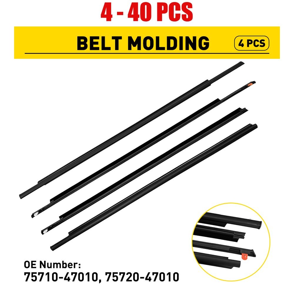 4-40x Weatherstrip Door Window Molding Trim Seal Belt for 2004-2009 Toyota Prius