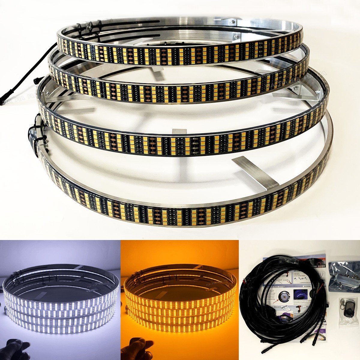 4 Row 15.5\'\' Strobe White Amber LED Truck Wheel Ring Lights w/Turn Signal Light 4 Row 15.5\'\' Strobe White Amber LED Truck Wheel Ring Lights w/Turn Signal Light