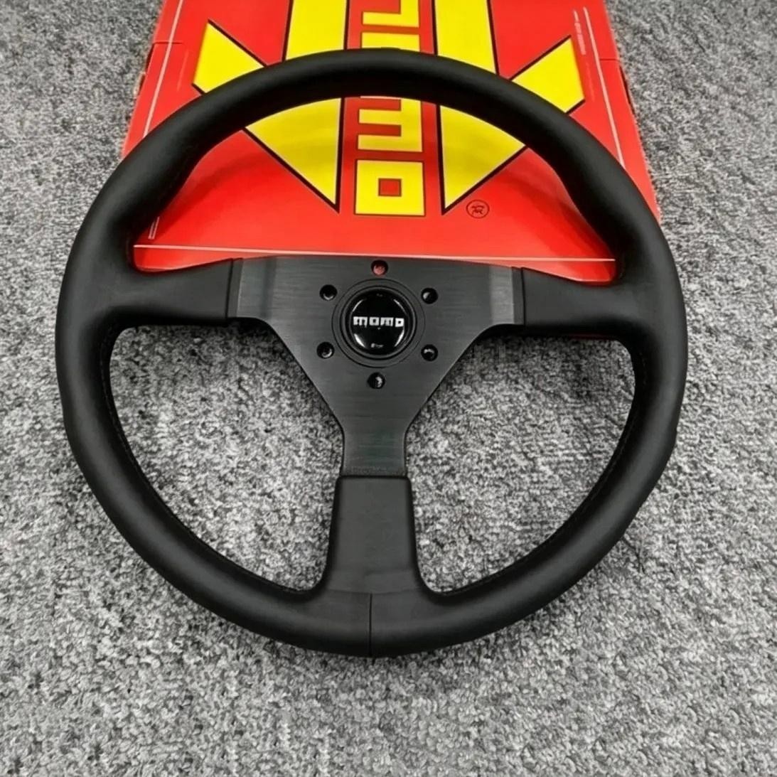 MOMO 340mm 14' MonteCarlo Genuine Leather Thickened Spoke Sport Steering Wheel
