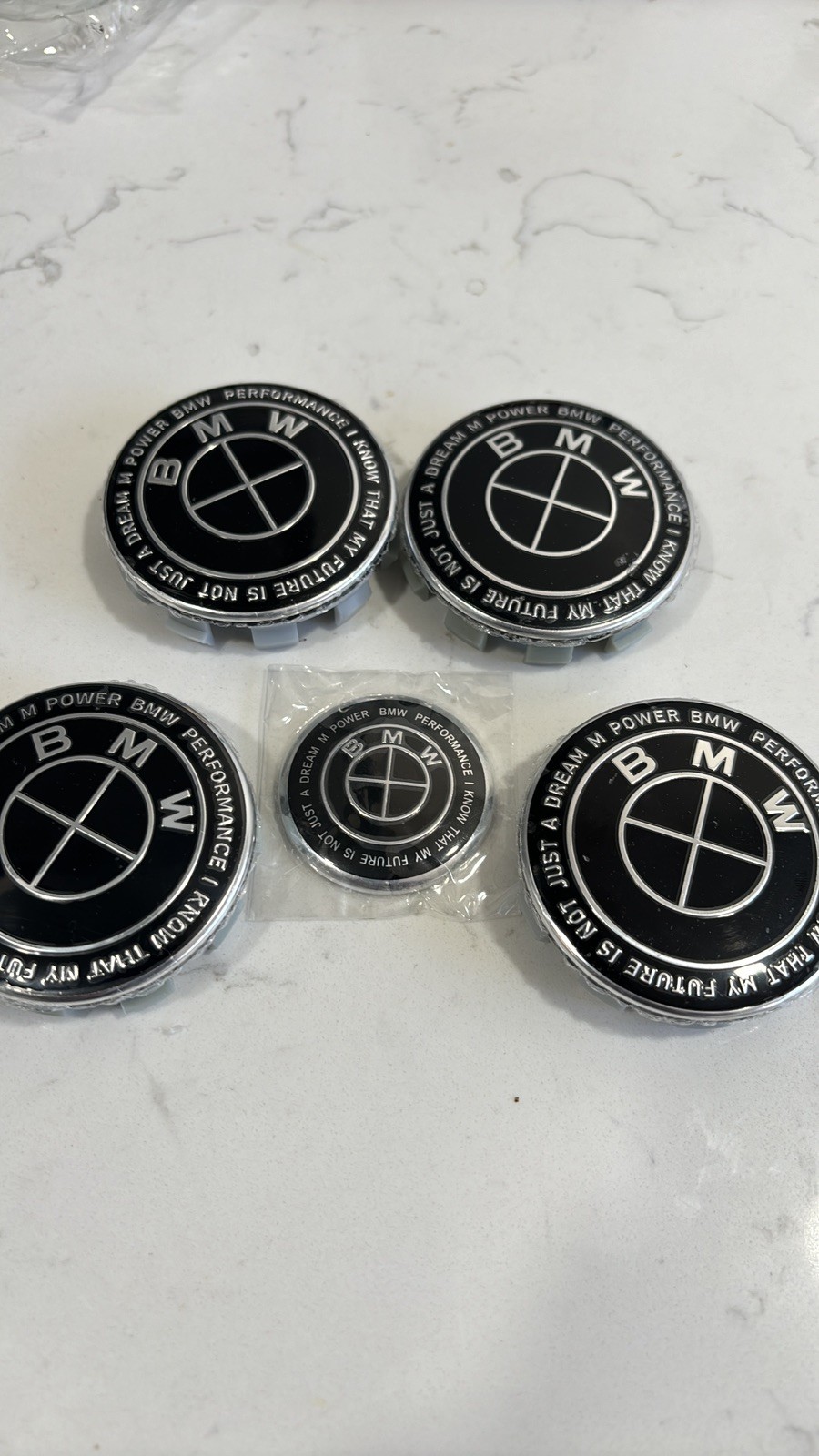 4 pcs 50th Anniversary Black Wheel Center Caps 68mm steering wheel BMW Kith 