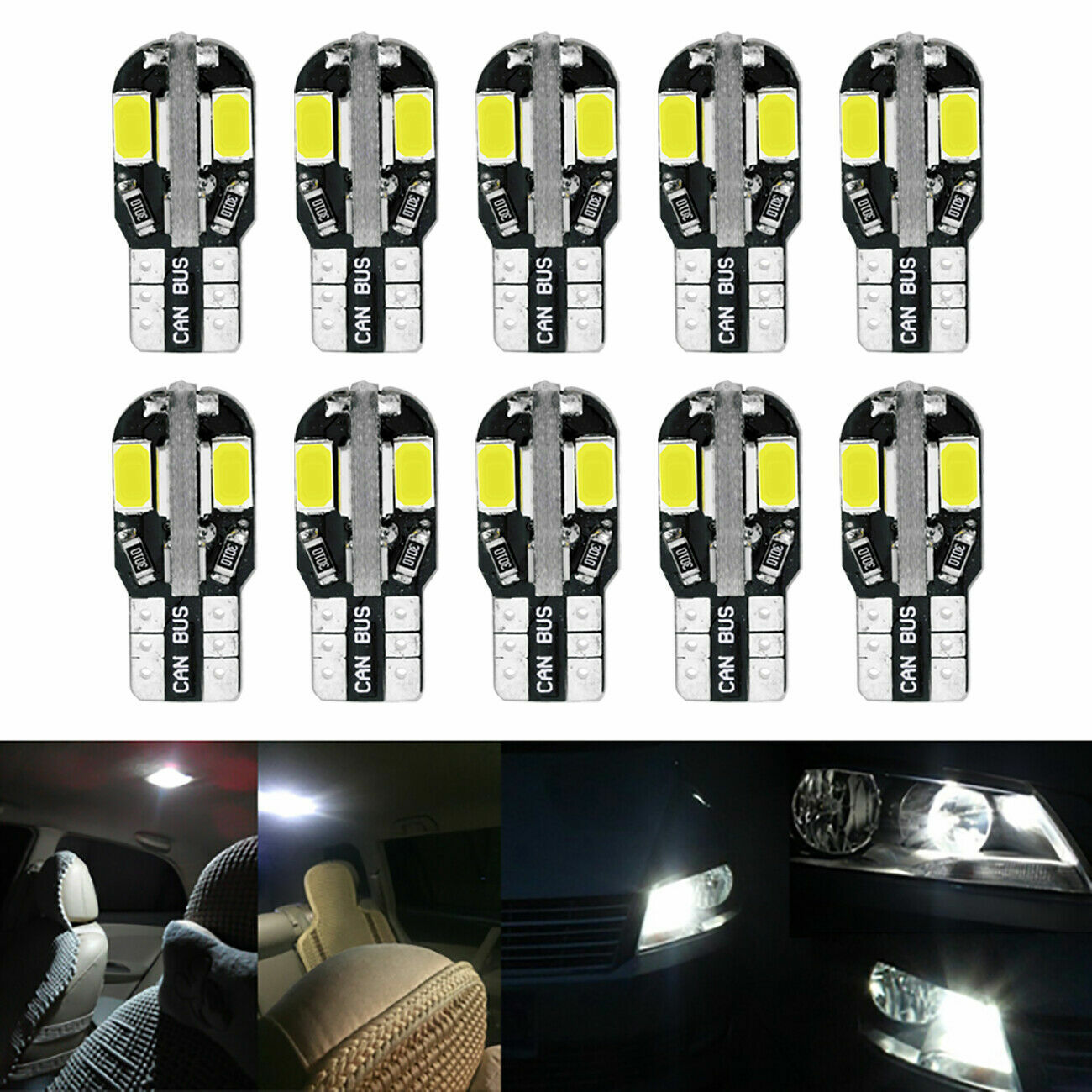 10PCS 24SMD T10 194 168 LED interior light Bulb Super Bright Canbus Xenon White