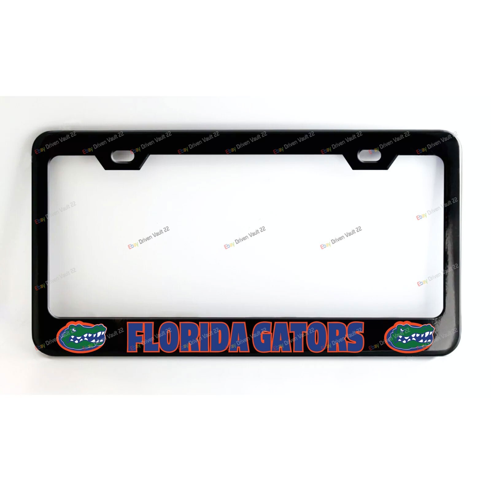 Florida Gators Custom Made Black Metal License Plate Frame  +Screw Caps
