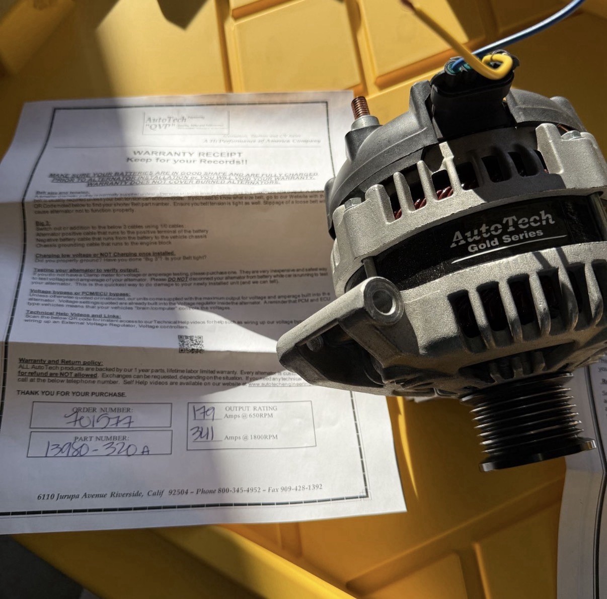 Honda Acura K24 320amp Alternator - New AutoTech Engineering Honda Acura K24 320amp Alternator - New AutoTech Engineering