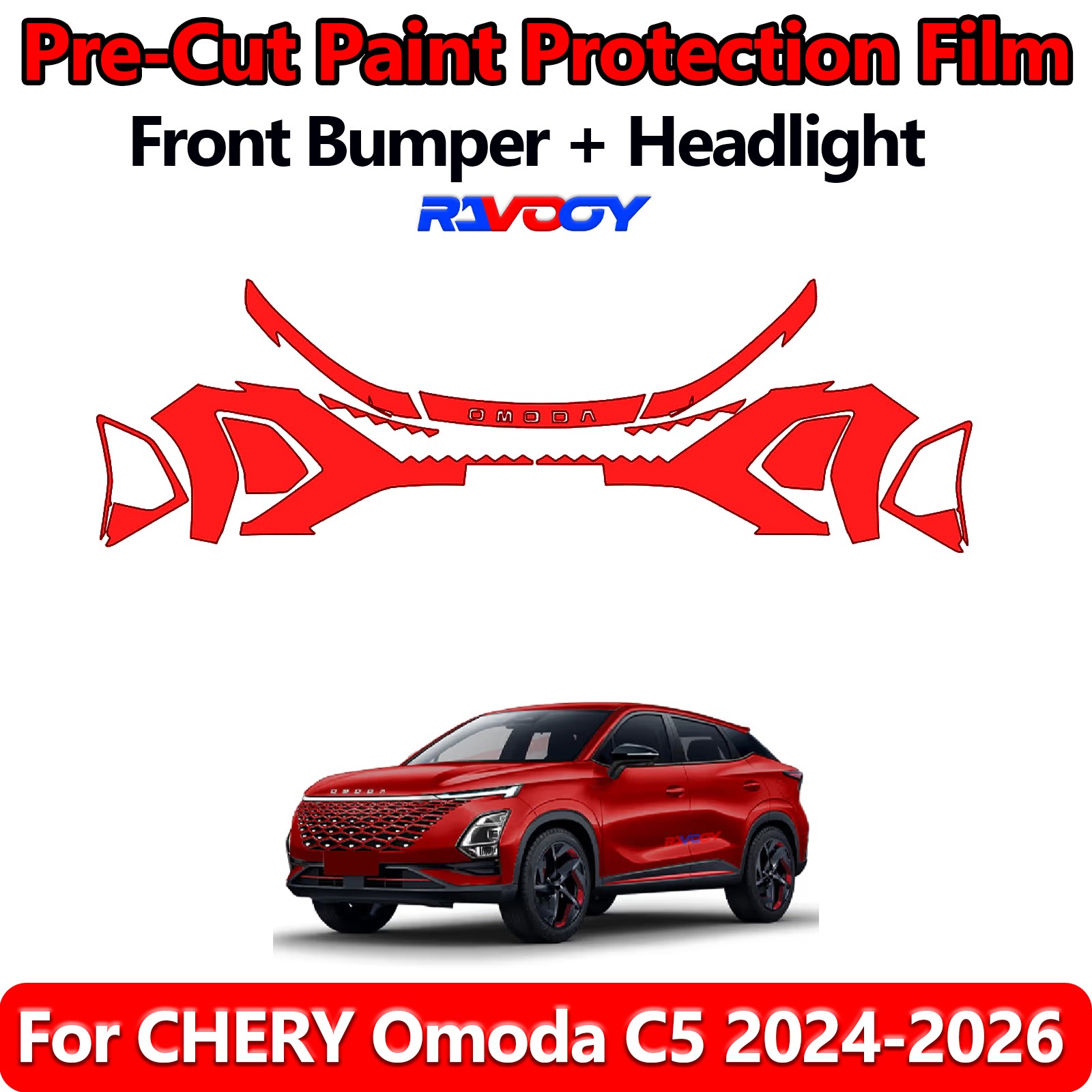 8.5Mil PreCut Front Bumper PPF Kit Film For CHERY Omoda C5 2024-2026