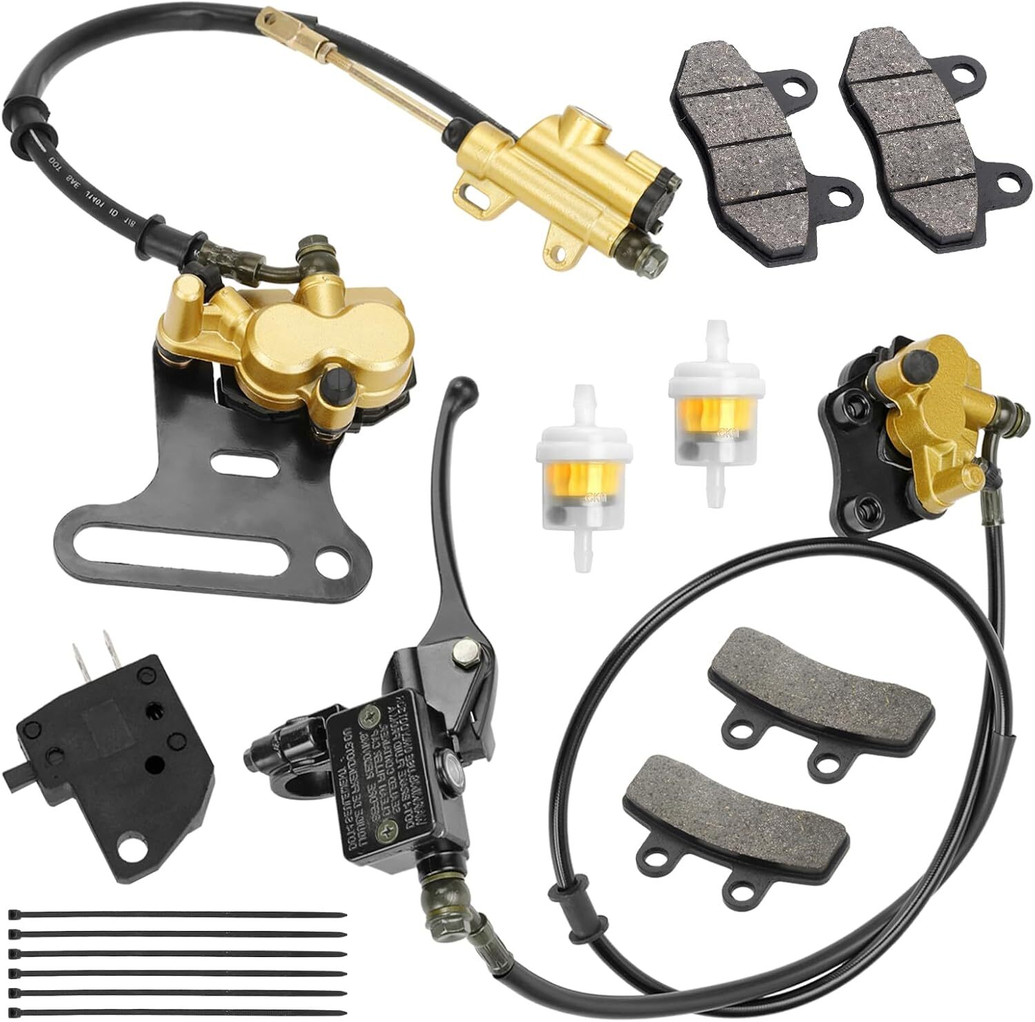 Front Rear Hydraulic Disc Brake Caliper Cylinder Pads Kit For SSR 125cc 110cc 