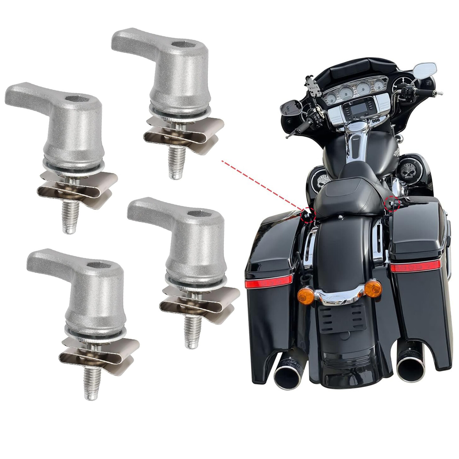 4X Theft Deterrent Saddlebag Lock Hardware Mounting Kit Fit For Harley Touring