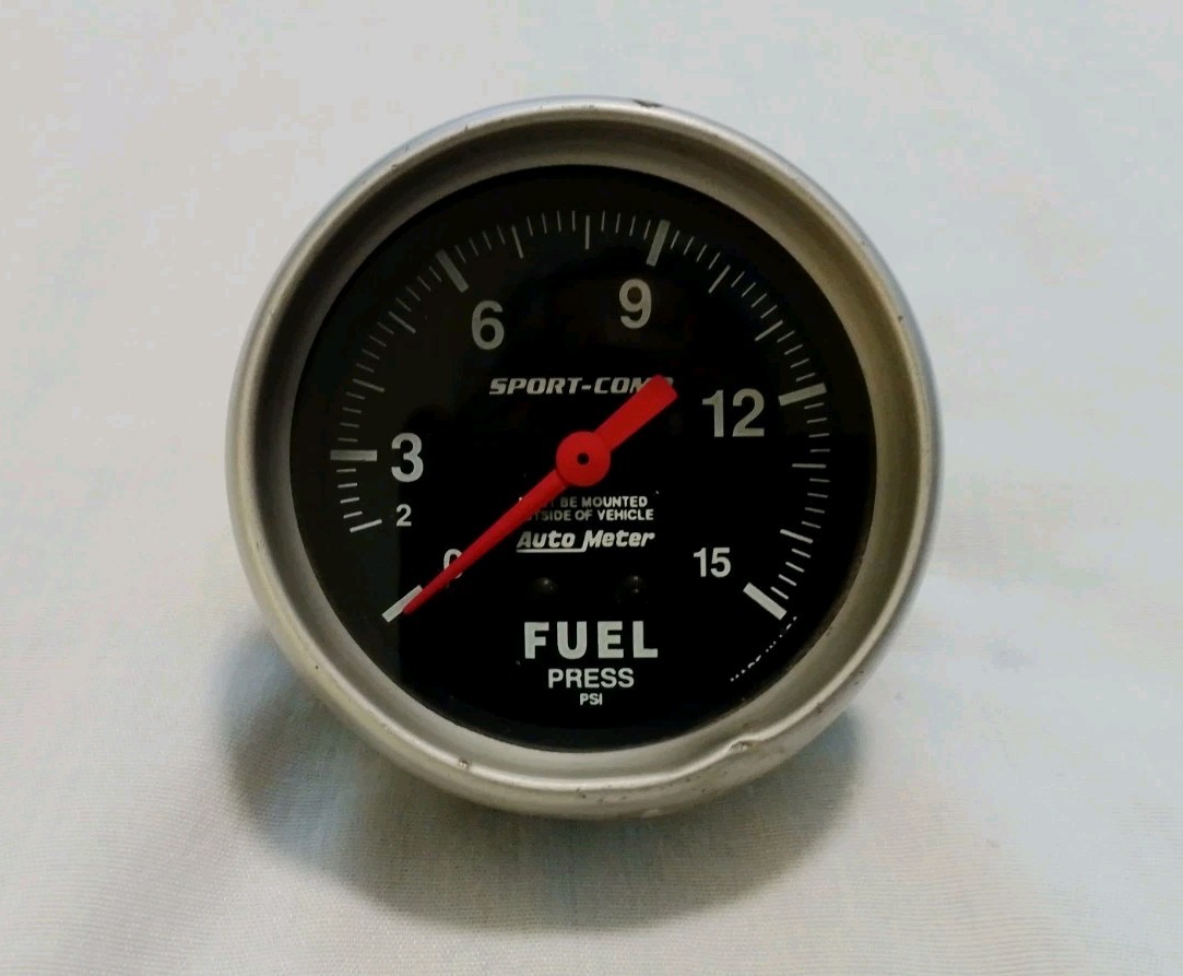 Vintage Auto Meter Sport Comp Mechanical Fuel Gauge #3411  0-15 psi