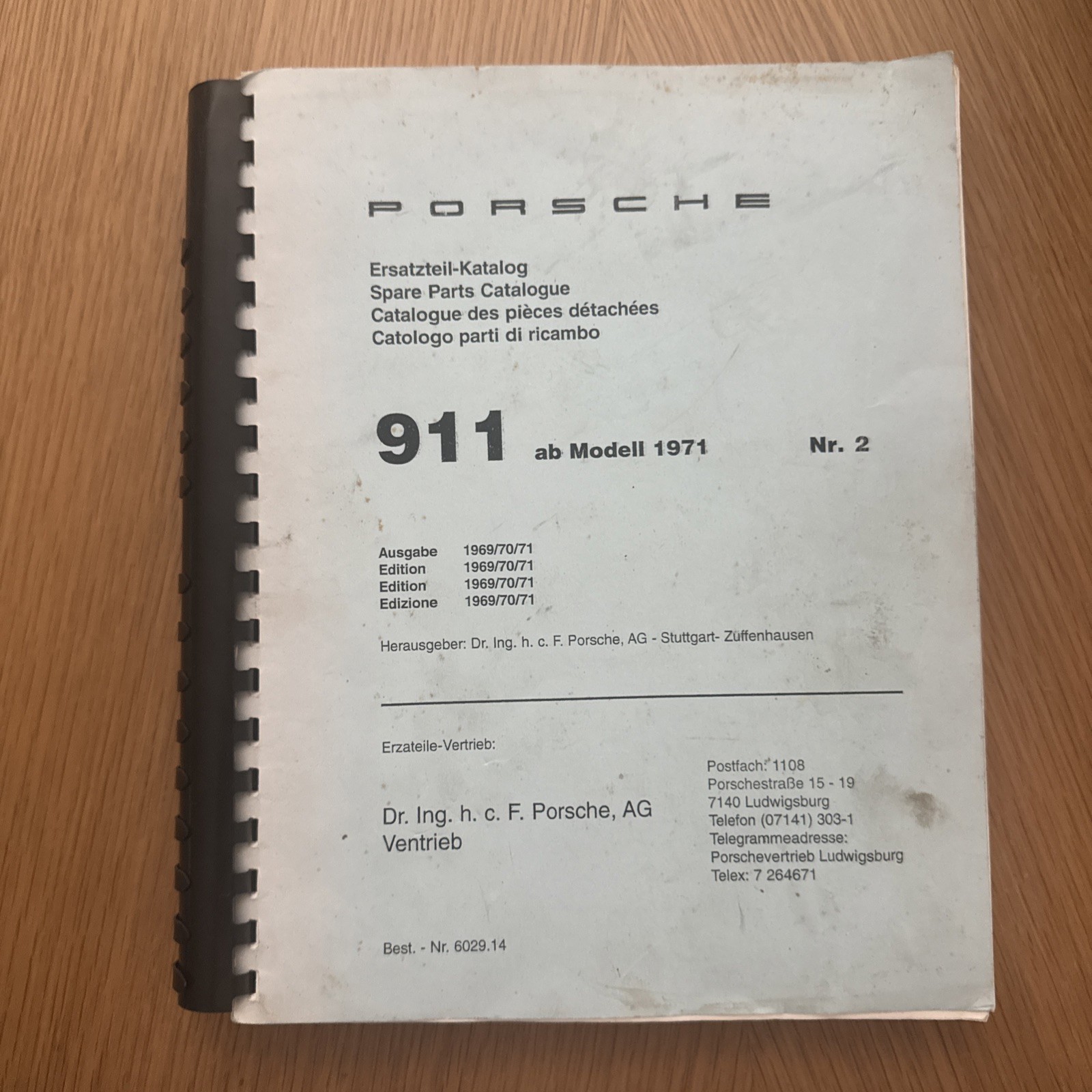 1971 Porsche 911 Spare Parts Catalog Model 1969/70/71 Original Very Rare German 1971 Porsche 911 Spare Parts Catalog Model 1969/70/71 Original Very Rare German