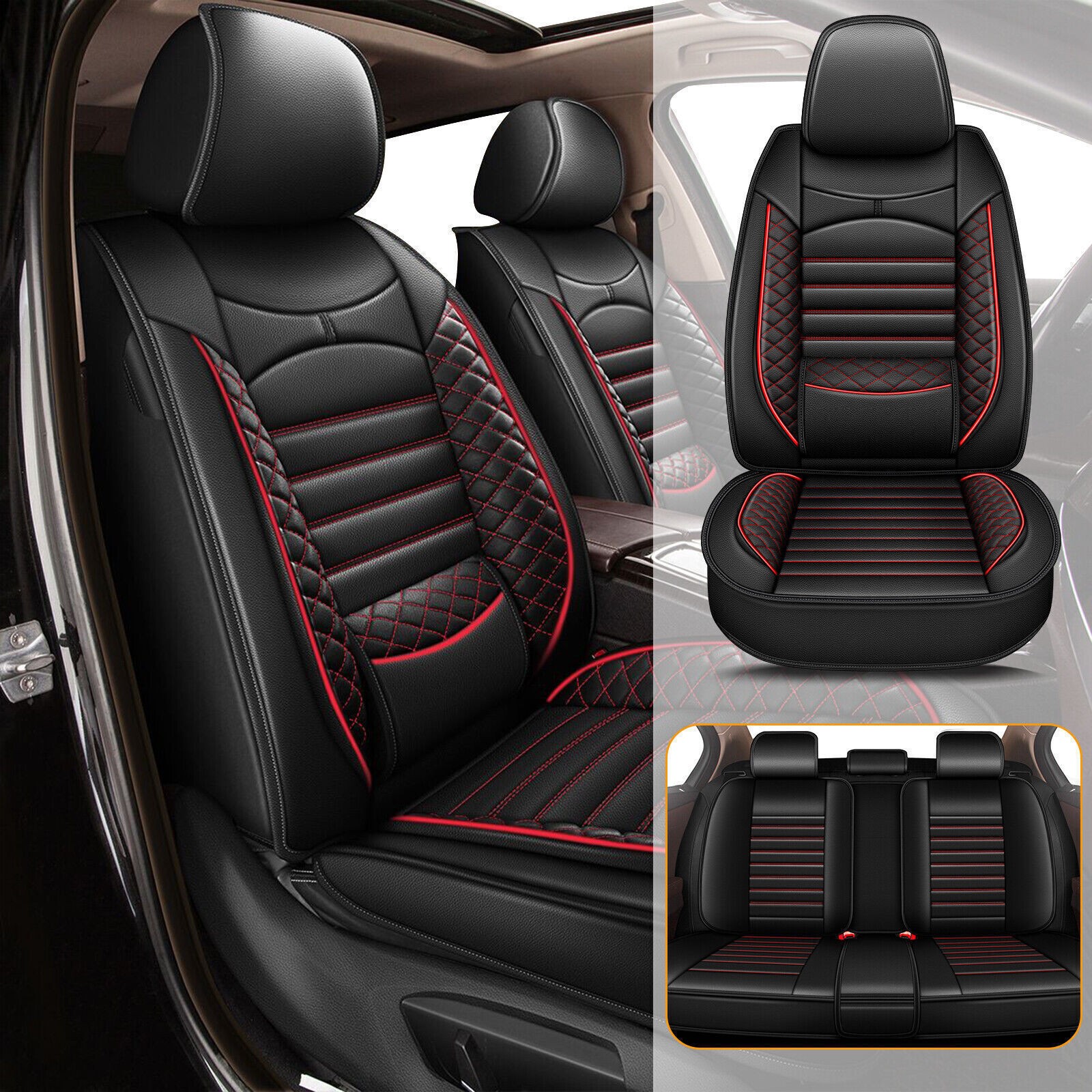 Car 5-Seat Covers Faux Leather Front Rear Full Set For Chevy Equinox 2011-2026