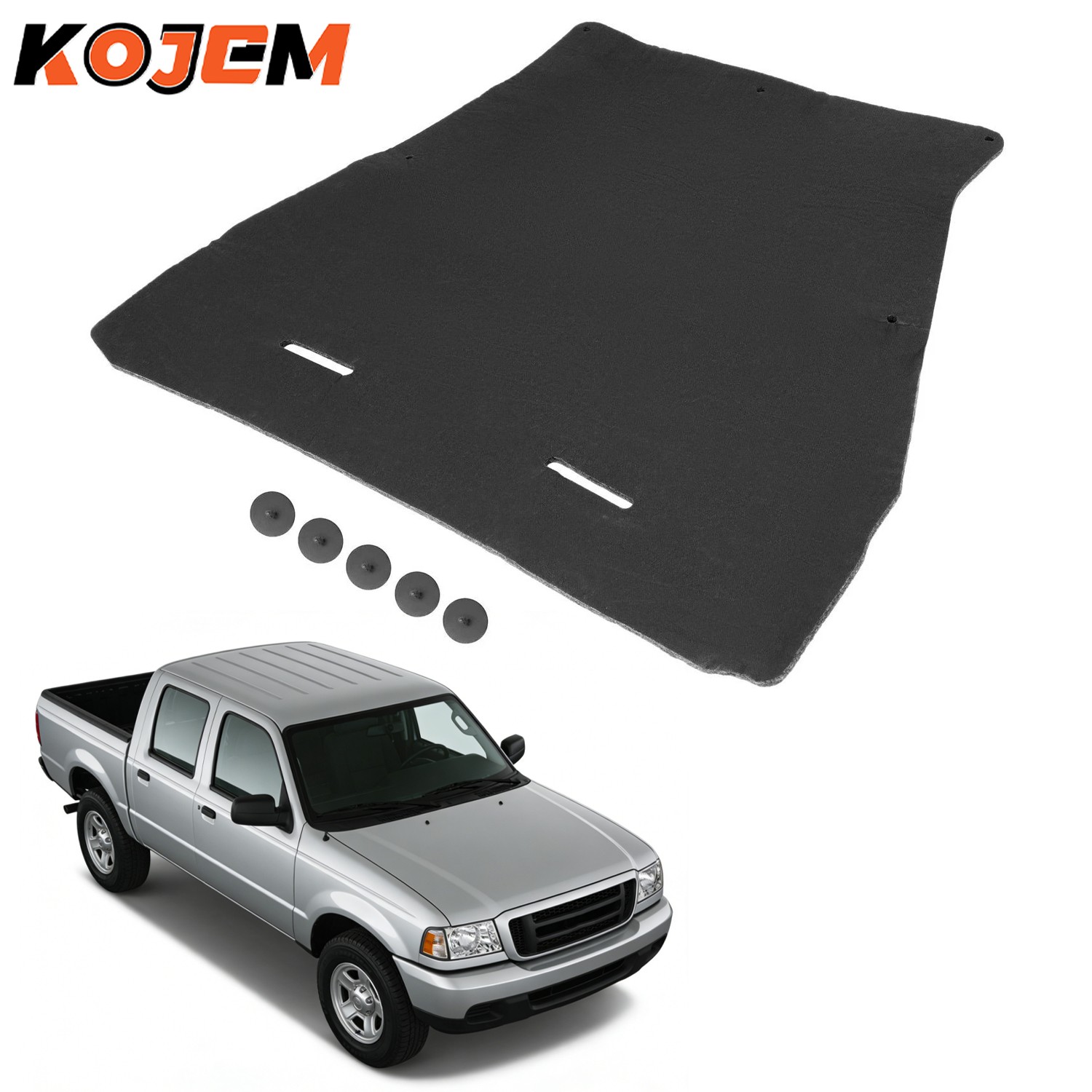 KOJEM Black Hood Insulation Pad W/ Clips Fit For Ford Ranger 2006-2012 KOJEM Black Hood Insulation Pad W/ Clips Fit For Ford Ranger 2006-2012