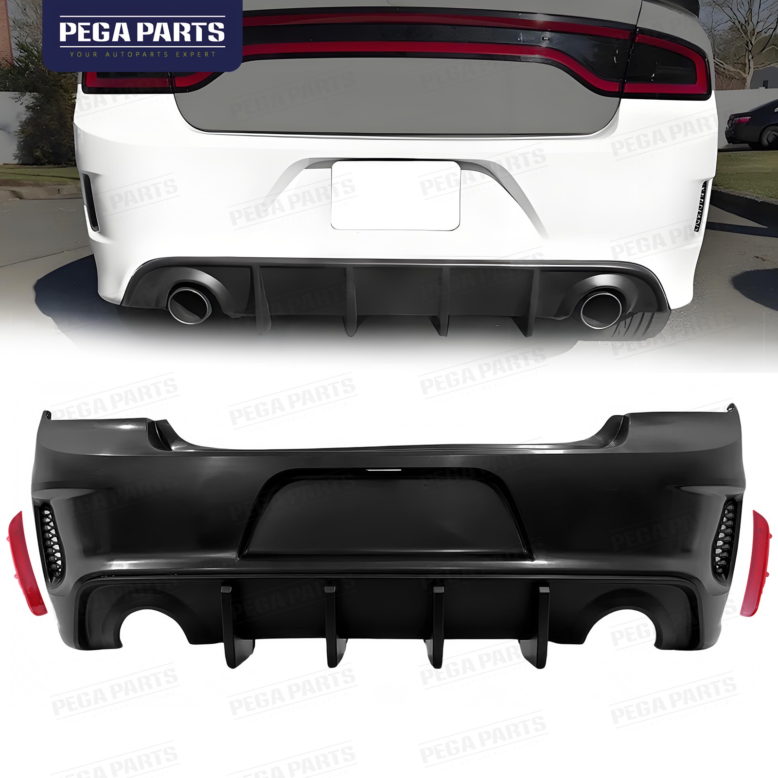 For 2015-2023 Dodge Charger Rear Bumper Cover Conversion V2 Style Diffuser Lip