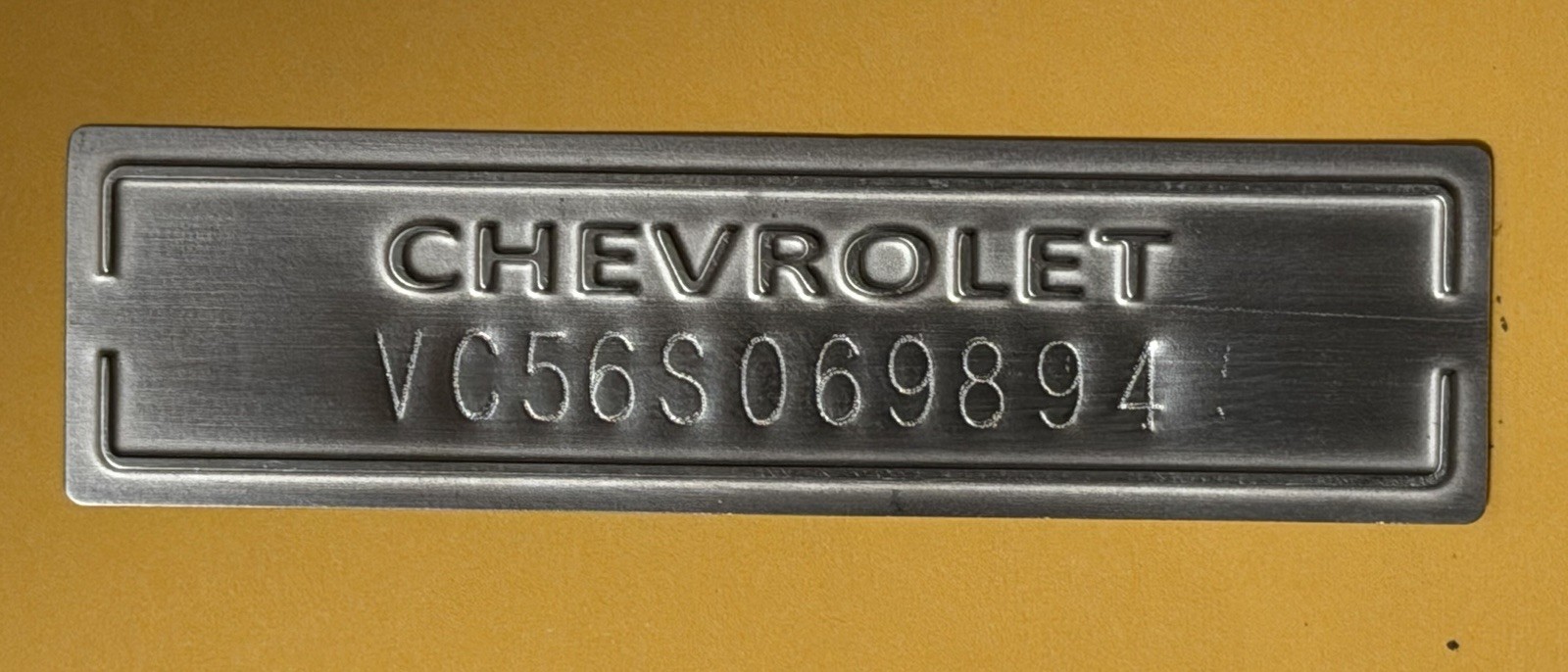 1950’s-60’s CHEVROLET DOOR DASH TAG DATA SERIAL NUMBER PLATE Stamped w/ Your VI#