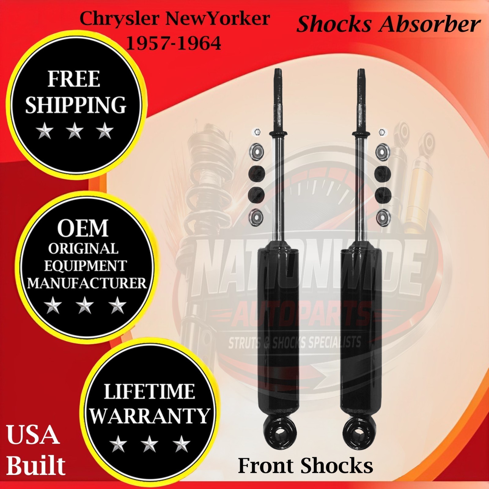 Monroe OEM Front Shocks 1957-1964 Chrysler New Yorker Lifetime Warranty