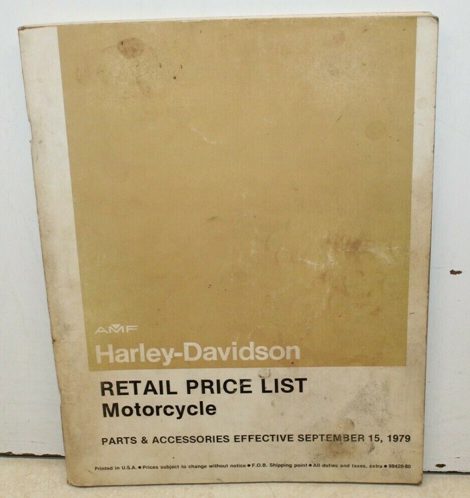1979 Harley AMF Parts Accessories Retail Price List Manual Confidential 99420-80