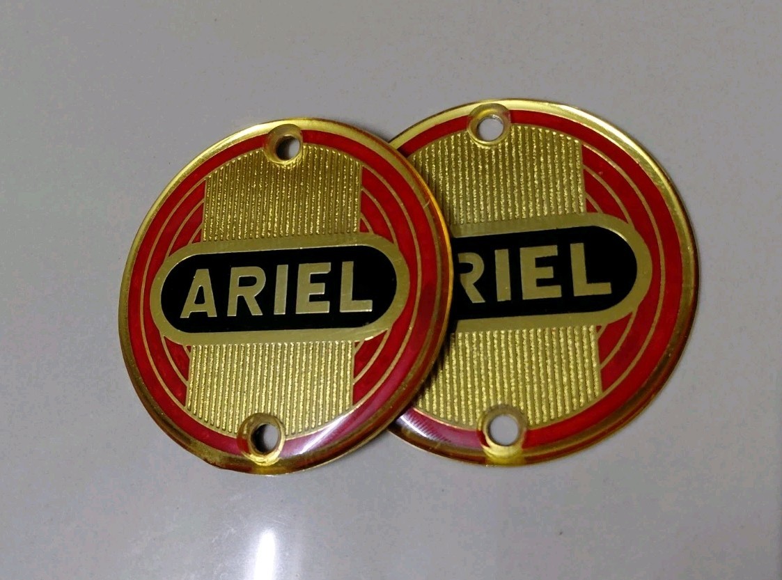ARIEL Gas Tank Emblem Badge Gold Base Pair