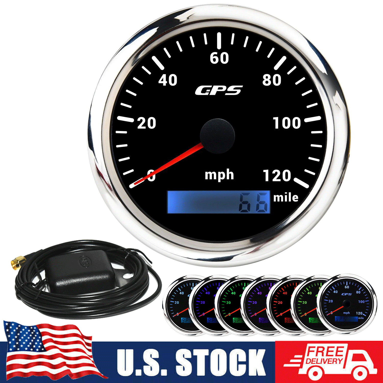 85mm Waterproof GPS Speedometer 120MPH Digital Gauge for Motorcycle Car Boat US 85mm Waterproof GPS Speedometer 120MPH Digital Gauge for Motorcycle Car Boat US