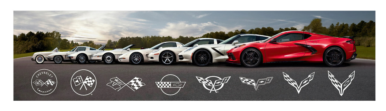 Corvette Generations C1 - C8 Steel Sign 35X9 (Large) Corvette Generations C1 - C8 Steel Sign 35X9 (Large)