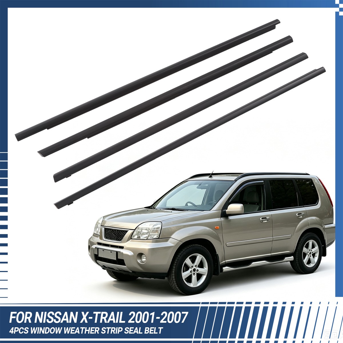 4x Door Window Weatherstrip Seal Belt Molding Trim For Nissan X-Trail 2001-2007