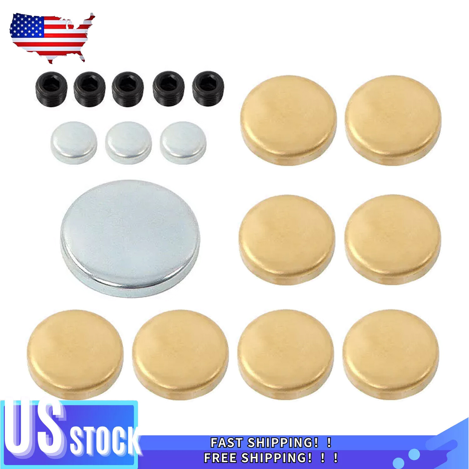For SBC Chevy Small Block 305 327 350 283 Brass Freeze Frost Plug Kit MPE-100BR