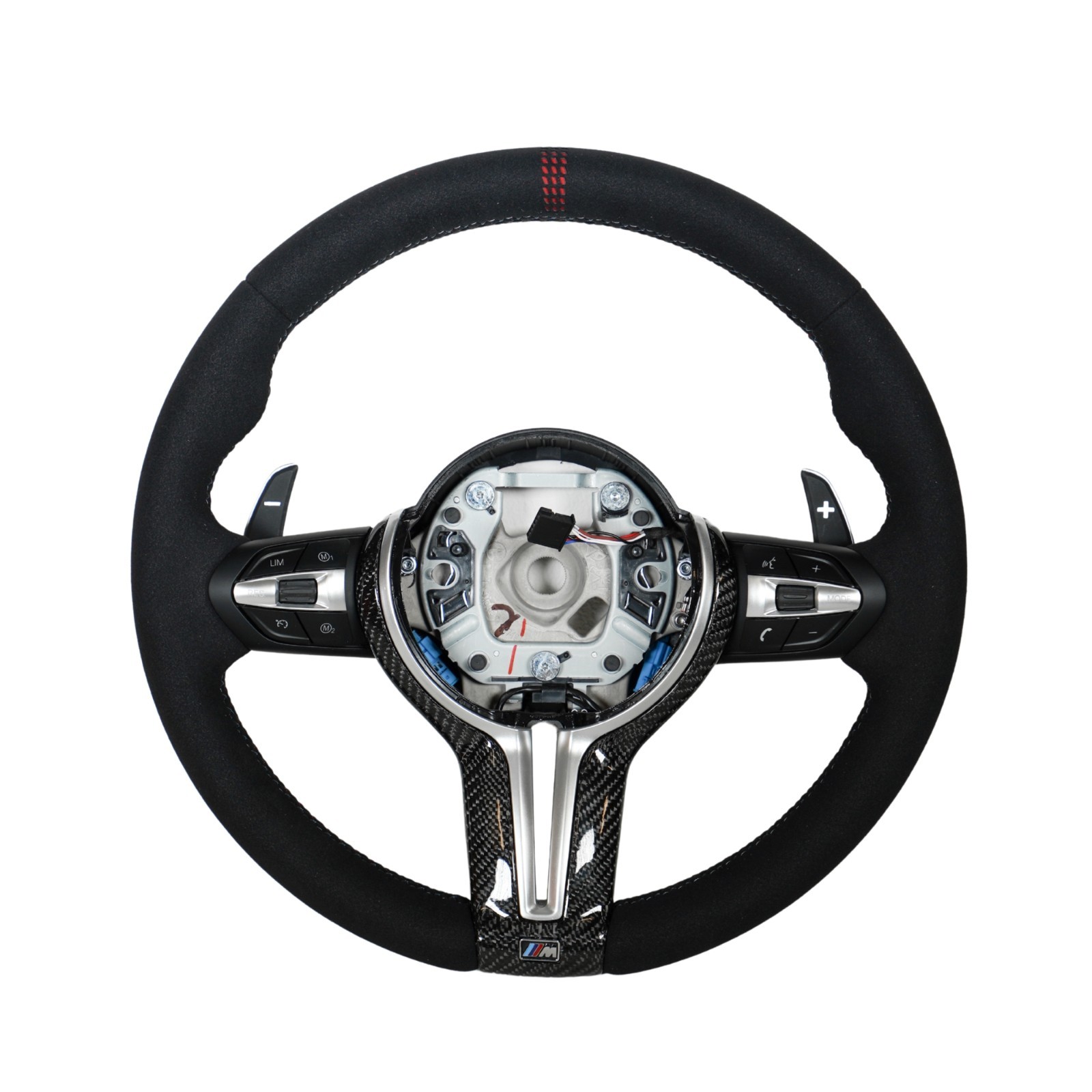 BMW CS Style Alcantara Carbon Steering Wheel Red Center Mark F80 F82 F30 F32 BMW CS Style Alcantara Carbon Steering Wheel Red Center Mark F80 F82 F30 F32