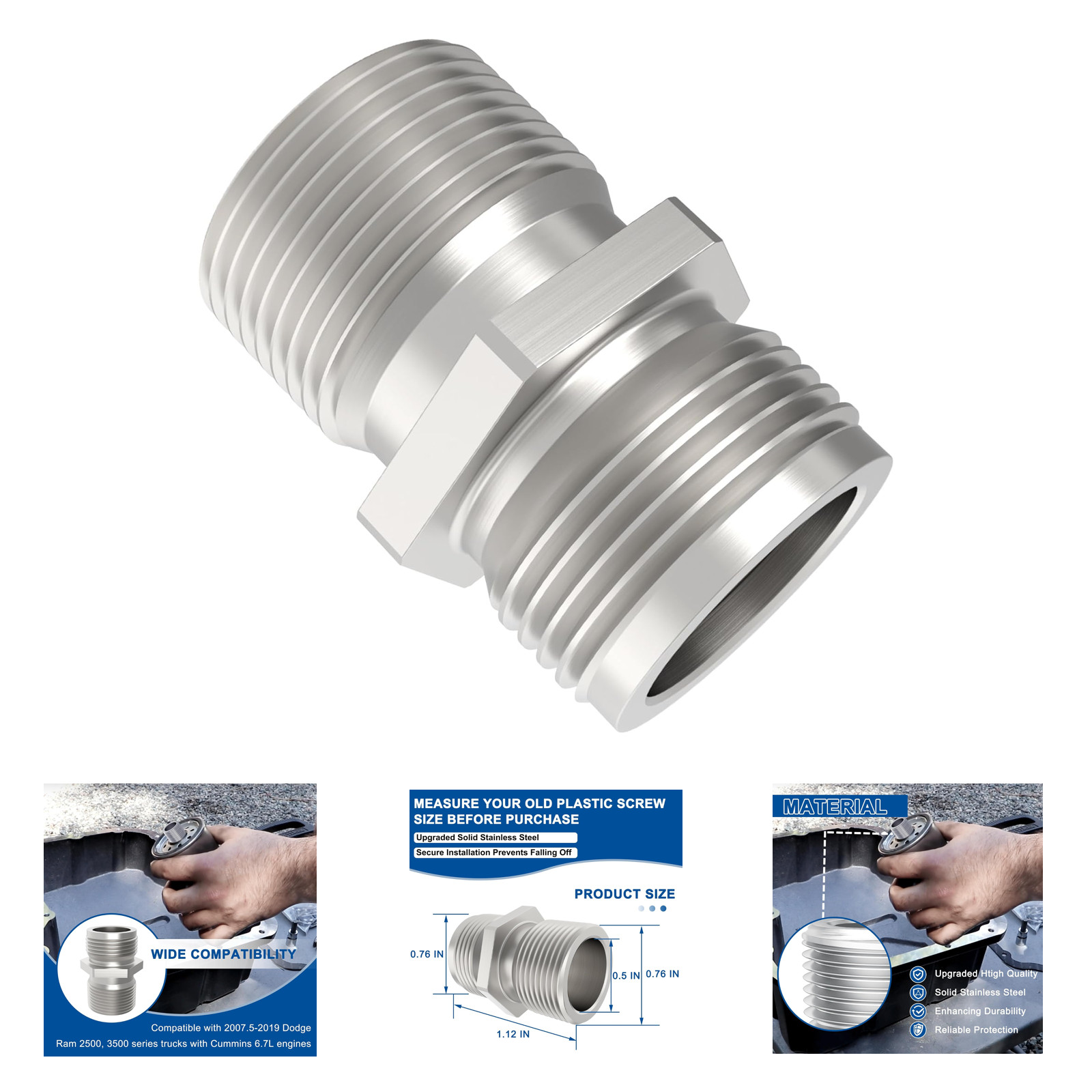 Stainless Steel Transmission Filter Screw 68RFE Dodge Ram 2500 3500 Compatible