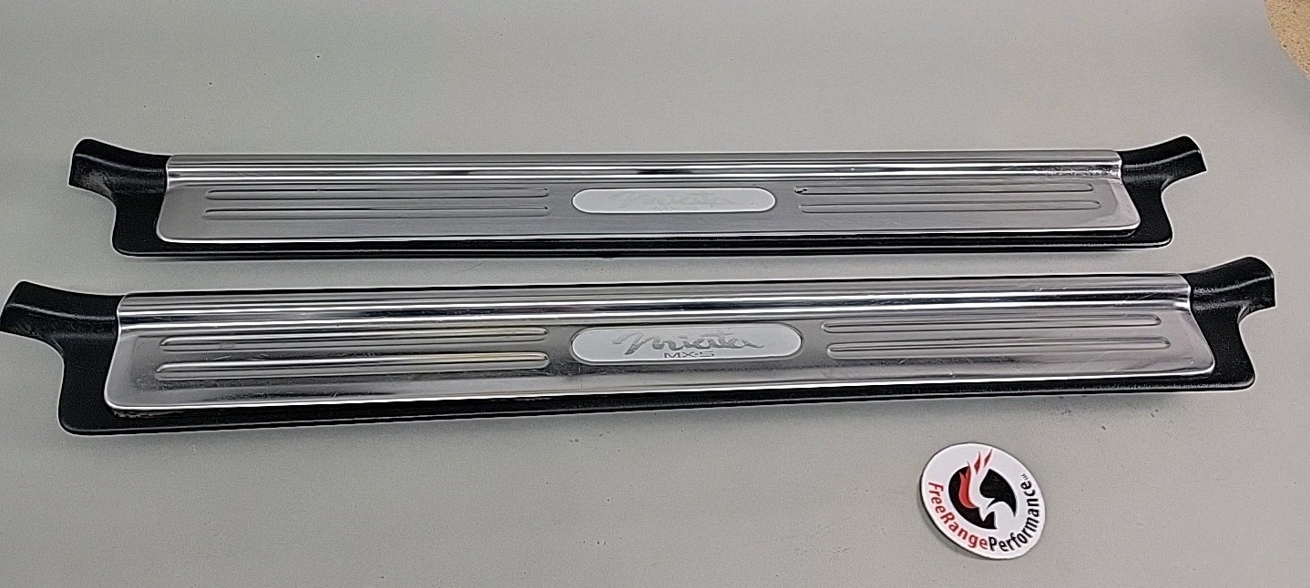 1999-2005 NB Mazda Miata Door Sill Plastic Black Aluminum Silver Pair LH RH 1999-2005 NB Mazda Miata Door Sill Plastic Black Aluminum Silver Pair LH RH