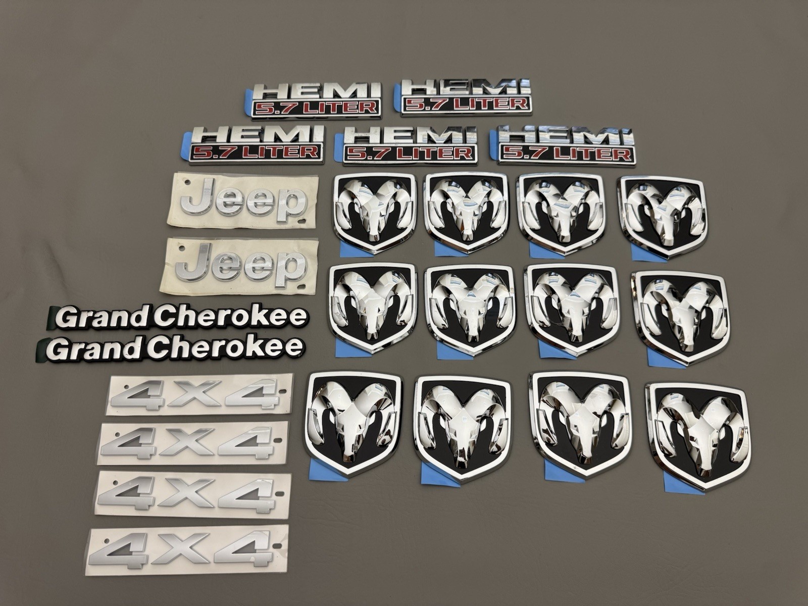 Lot Of Dodge Jeep Emblems Lot Batch Set Used OEM Chrome Lot Of Dodge Jeep Emblems Lot Batch Set Used OEM Chrome