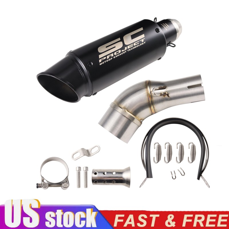 Slip for Yamaha MT-03 YZF R3 2015-2025 Exhaust Mid Tail Pipe Muffler Tips Black Slip for Yamaha MT-03 YZF R3 2015-2025 Exhaust Mid Tail Pipe Muffler Tips Black
