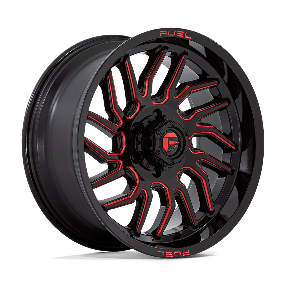 20x9 Fuel D808 Hurricane Gloss Black Milled Red Tint Wheel 6x135 (1mm)