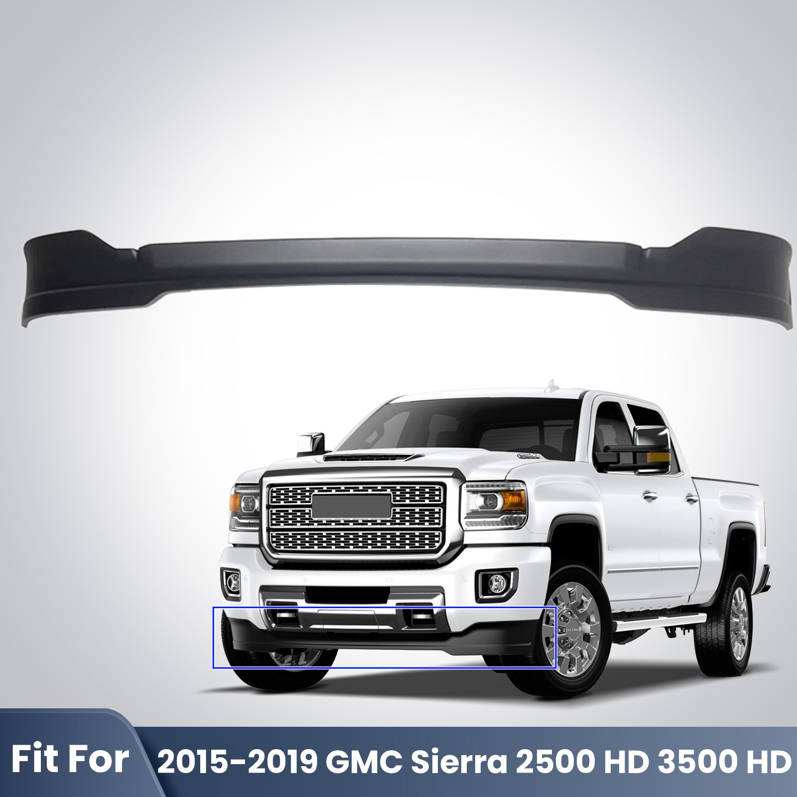 New Front Lower Bumper Valance For 2015-2019 GMC Sierra 2500 3500 HD 23320648