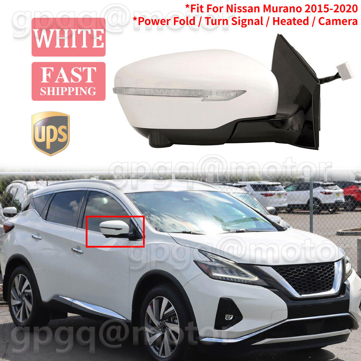 For Nissan Murano 2015-2020 13Pin Right Power Heated Side Mirror W/Signal Camera