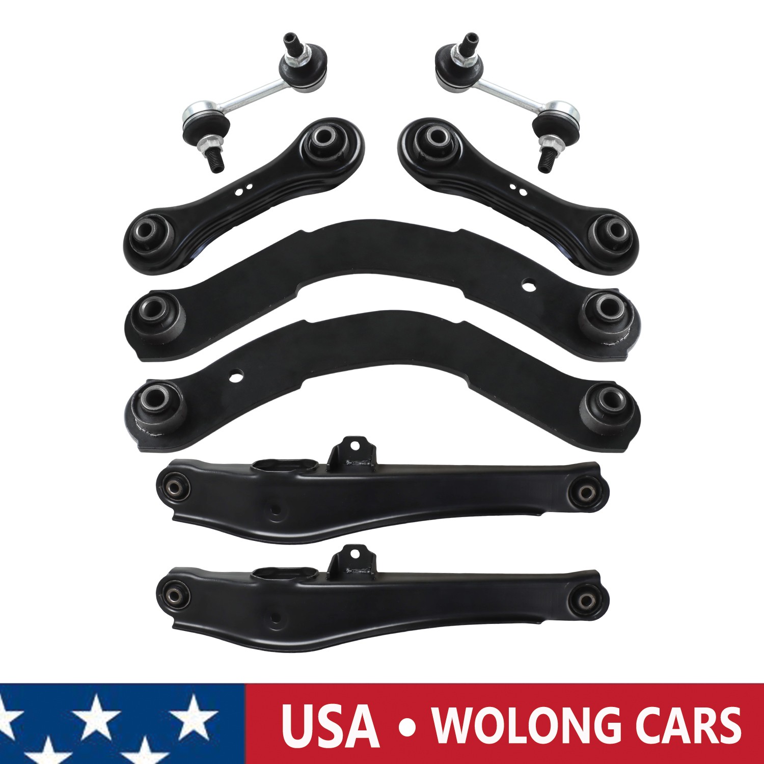 8x Rear Upper Lower Control Arm Set for 2008-2015 Mitsubishi Outlander Lancer