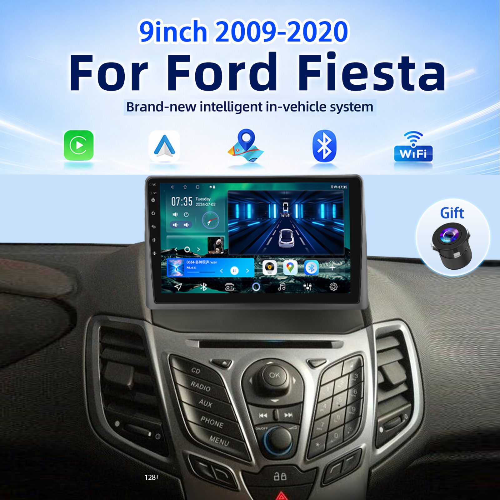 For Ford Fiesta 2009-2020 Android 15 Screen Car radio GPS stereo audio Carplay