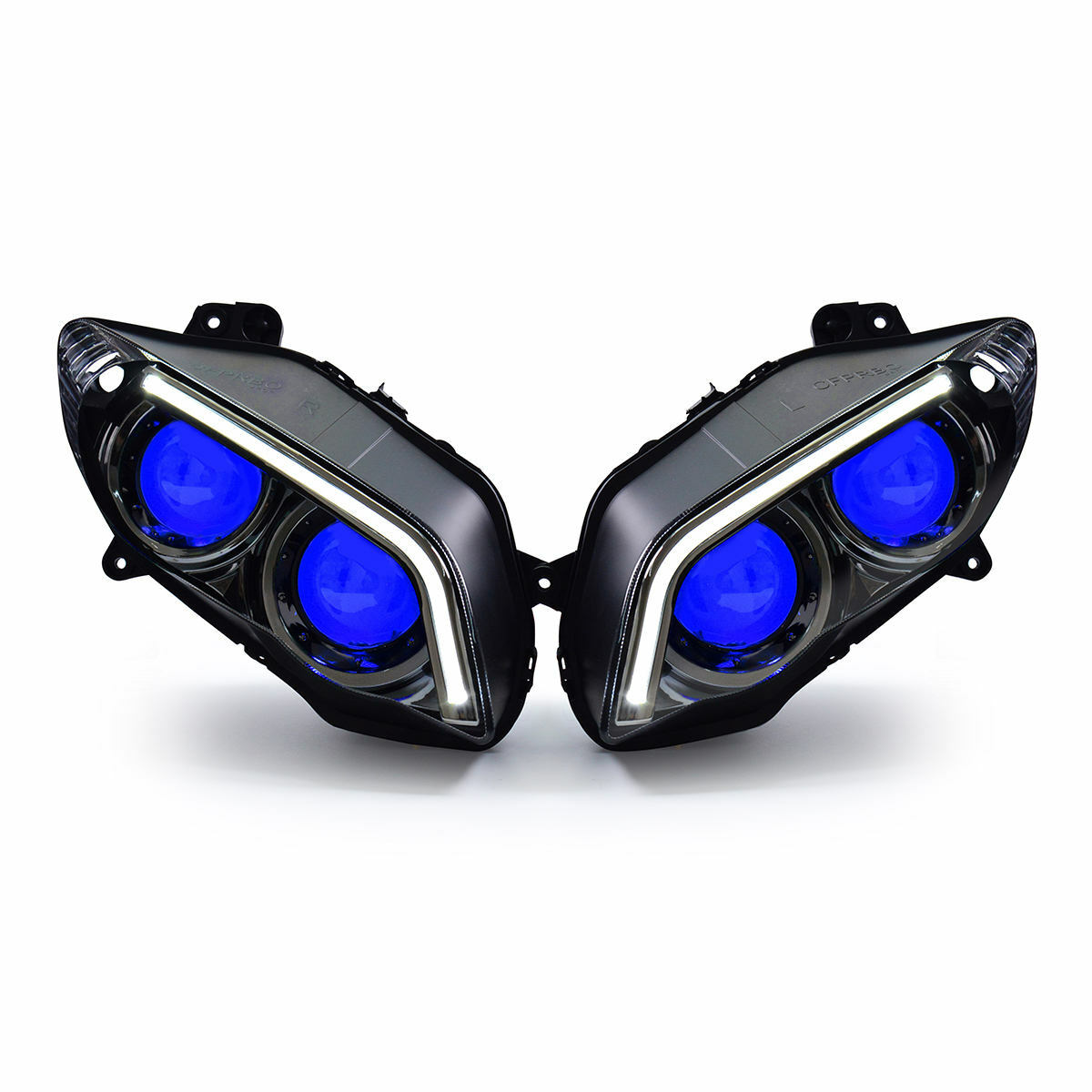 1X LED Headlights for Yamaha R1 2004-2006 Front Headlamp Assembly Demon Eye Blue
